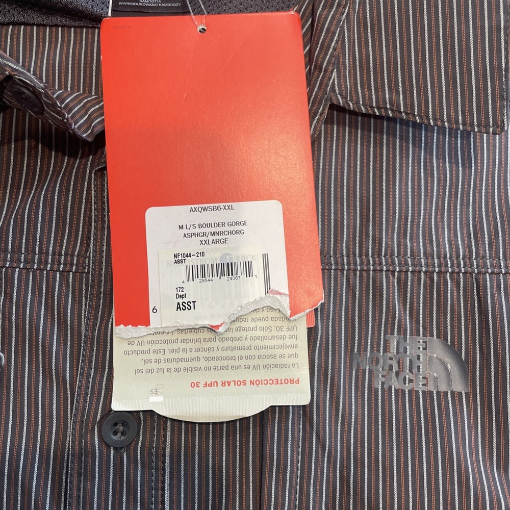NWT The North Face Long Sleeve Boulder Gorge Vaporwick Gray Stripe Men's XXL - Picture 3 of 7